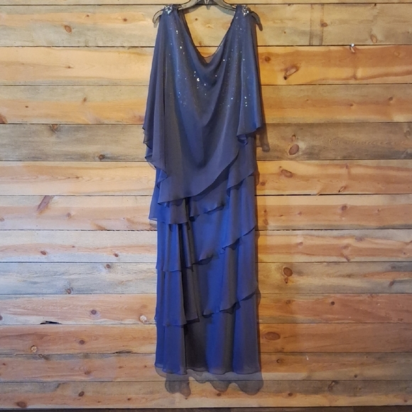 David's Bridal Dresses & Skirts - Gray Tiered Embellished Maxi Gown